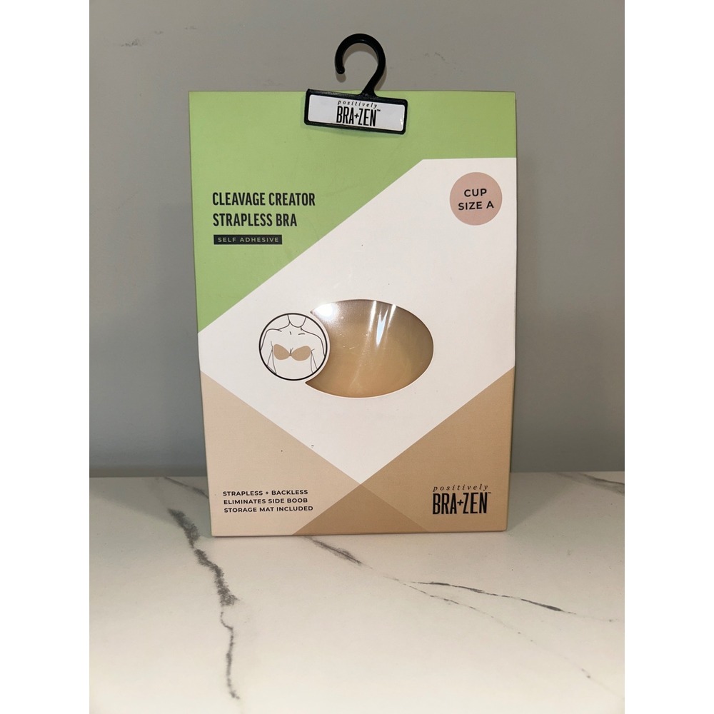 Positively Bra+Zen Cleavage Creator Strapless Bra Womens Size A Creme  Adhesive